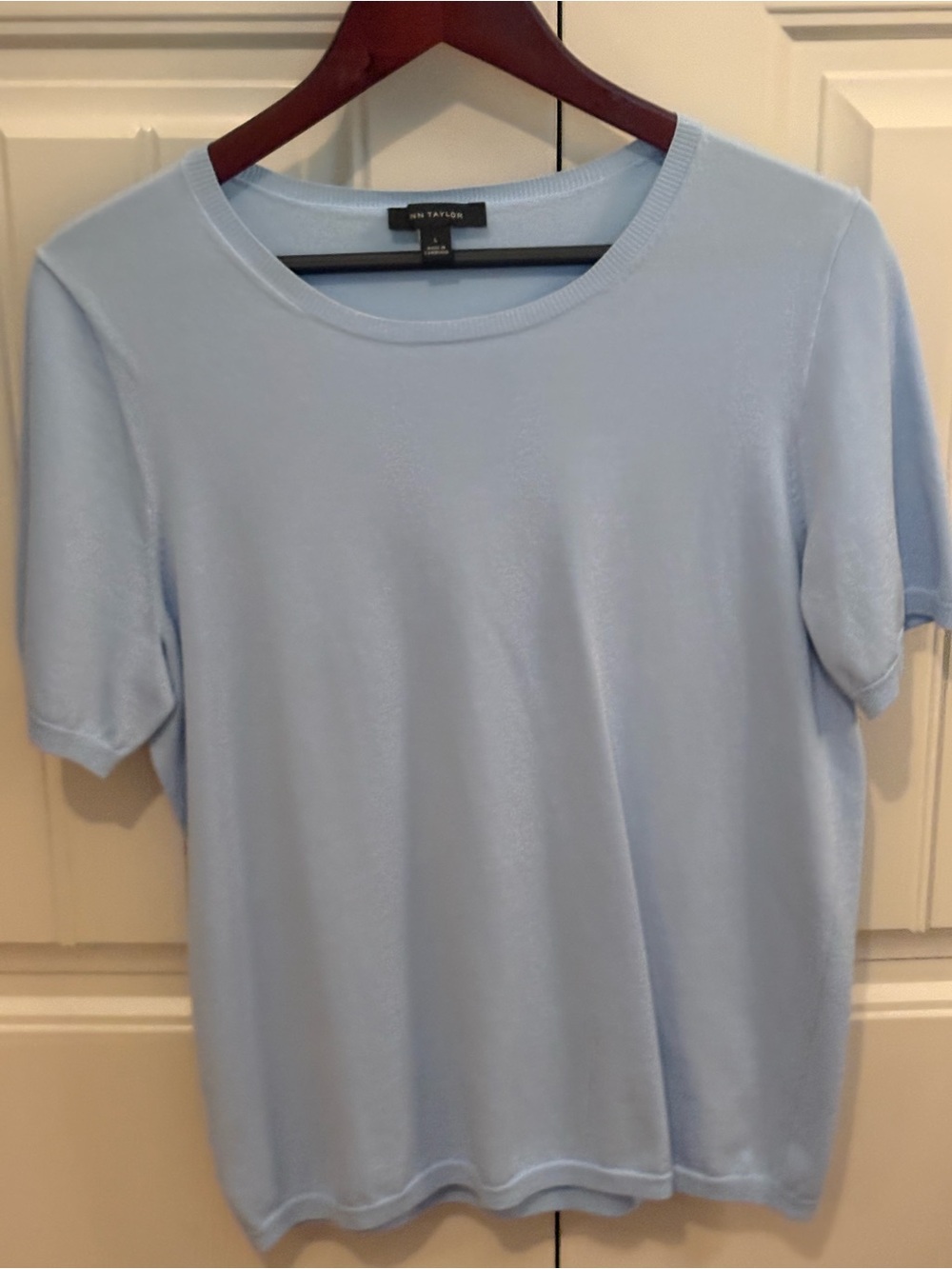 Ann Taylor Pale Blue Short-Sleeve Knit Top